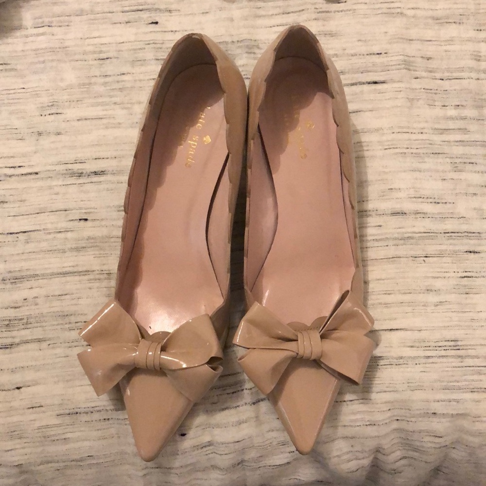 Kate spade patent bow nude kitten heels